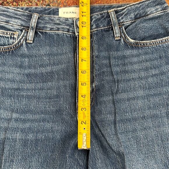 FRAME High-Rise Wide Crop Distressed Jeans Size 31 - Picture 6 of 13